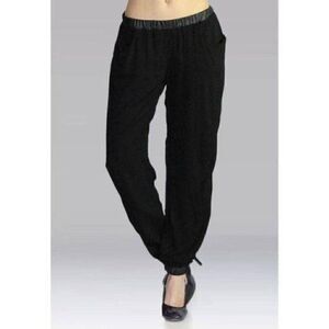 Ruby Black Faux Leather Trim Jogger Pull On Pants New